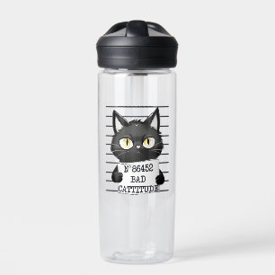 Funny und Niedlich Black Cat Mugshot Trinkflasche