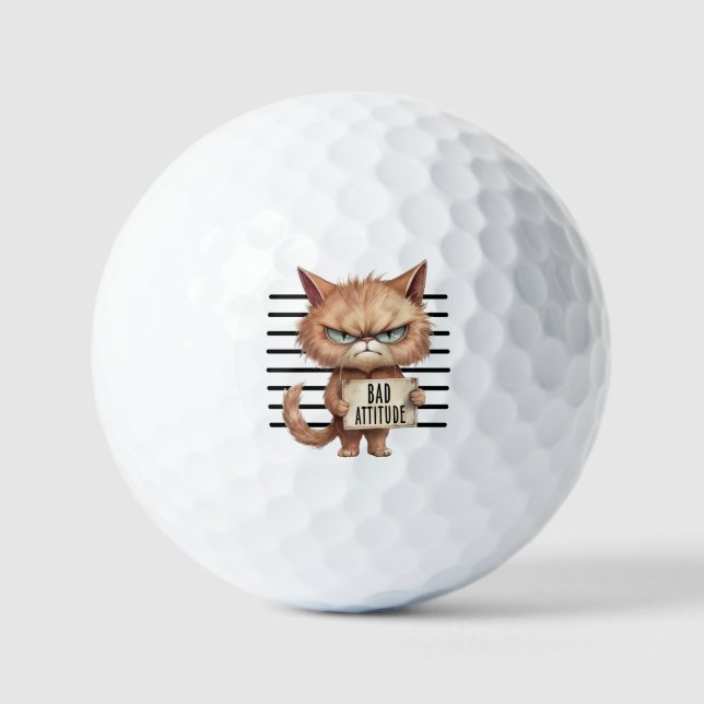 Funny und Niedlich Cat Mugshot Golfball (Vorderseite)