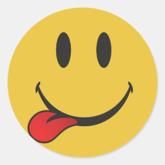 Funny und Niedlich Sticken aus der Zunge Emoji Runder Aufkleber