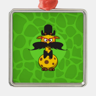 Funny Undercover Giraffe in Mustache Disguise Ornament Aus Metall