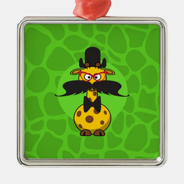 Funny Undercover Giraffe in Mustache Disguise Ornament Aus Metall (Vorne)