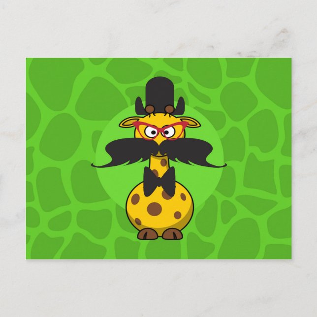 Funny Undercover Giraffe in Mustache Disguise Postkarte (Vorderseite)