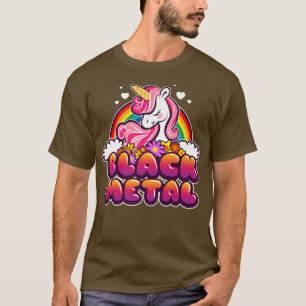 Funny Unicorn and Rainbow Black Metal Music Festiv T-Shirt