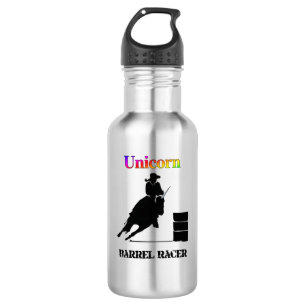 Funny Unicorn Barrel Racer Edelstahlflasche