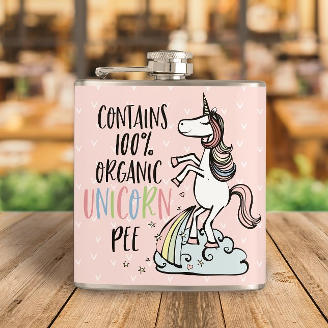 Funny Unicorn - Bio Einhorn Flachmann (Crack up your friends and work colleagues with this hilarious 100% organic unicorn pee flask.)
