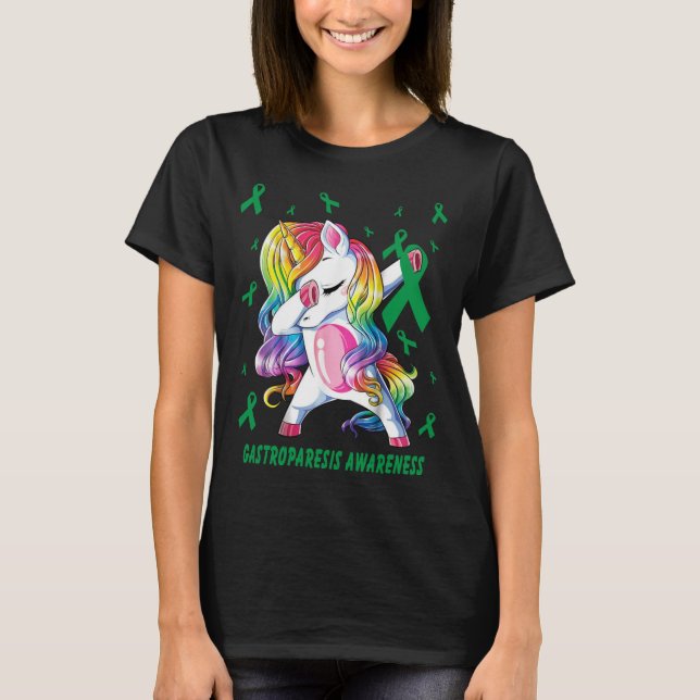 Funny Unicorn Dabbing s Gastroparese Bewusstsein T-Shirt (Vorderseite)