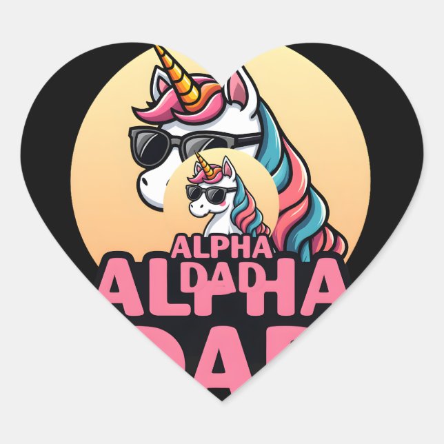 Funny Unicorn Dad Laufey Men Father's Day Christma Herz-Aufkleber (Vorderseite)