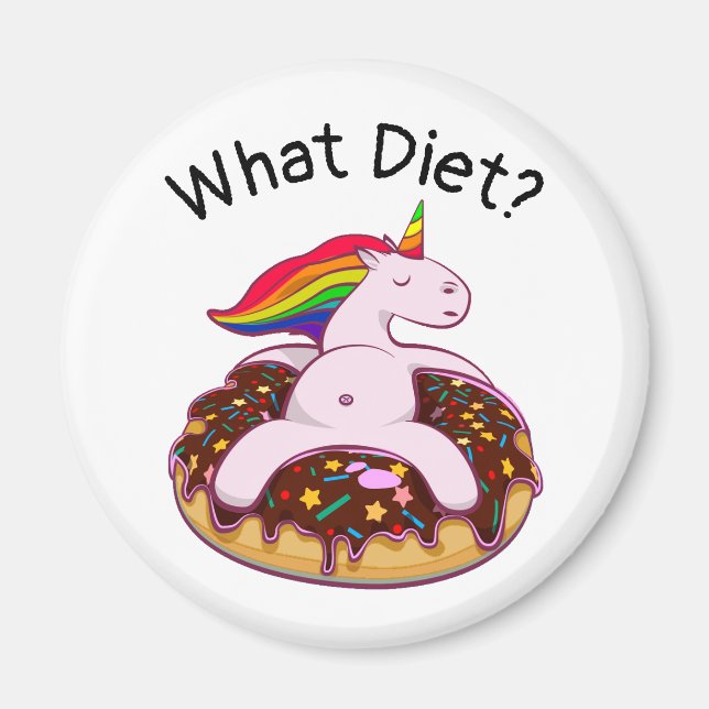 Funny Unicorn Donut Was Diät? Magnet (Vorne)