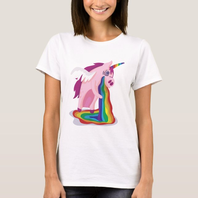 Funny Unicorn Erbrechen Rainbows Sick Novelty Gag T-Shirt (Vorderseite)
