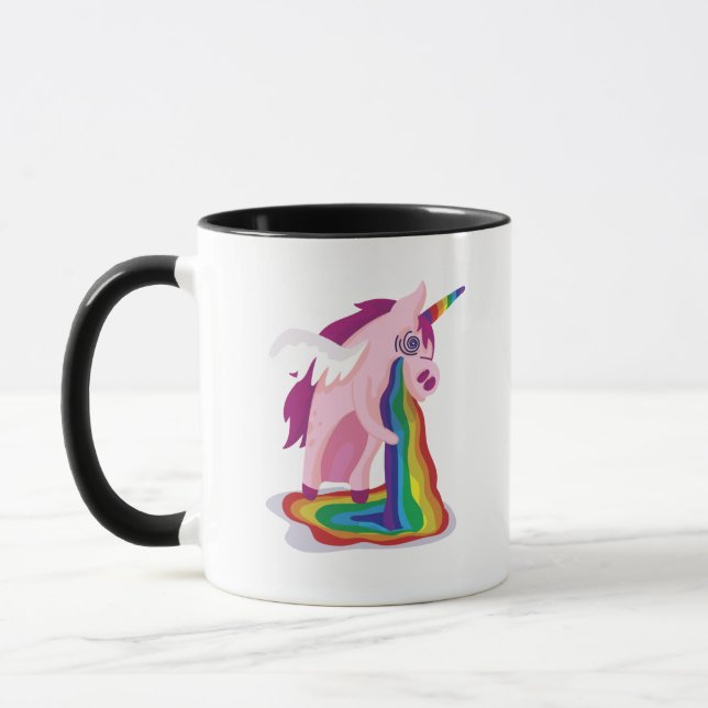 Funny Unicorn Erbrechen Rainbows Sick Novelty Gag Tasse (Links)