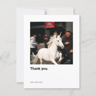Funny Unicorn Foto Vielen Dank Postkarte