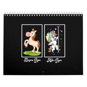 Funny Unicorn Illustration Before After Gym Kalender