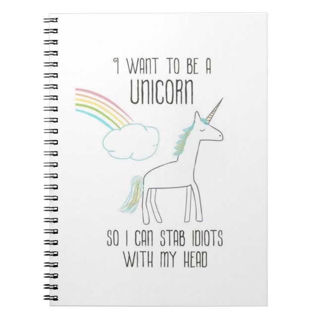 Funny Unicorn Illustration mit Sprichwort Notizblock (Vorderseite)