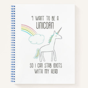 Funny Unicorn Illustration mit Sprichwort Notizbuch