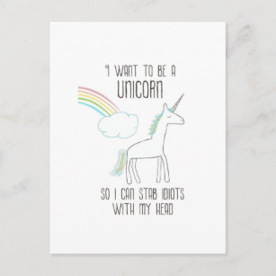Funny Unicorn Illustration mit Sprichwort Postkarte