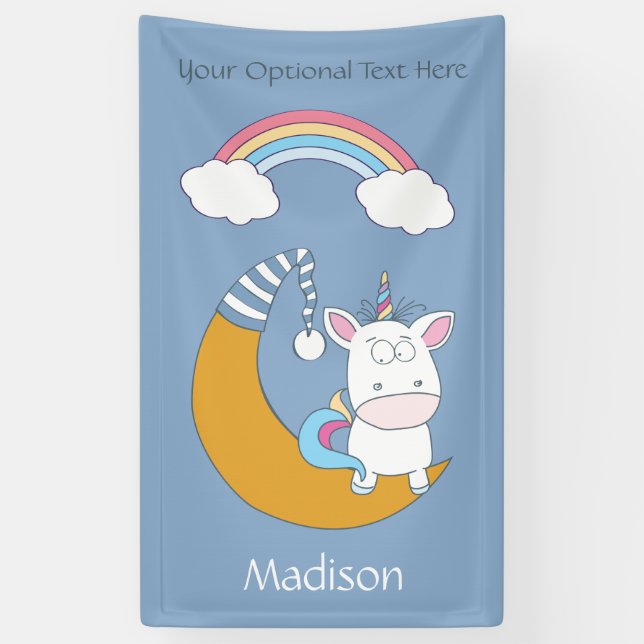 Funny Unicorn individuelle Name, Text & Farbbanner Banner (Vertikal)