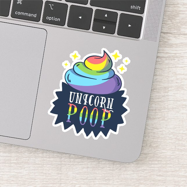 Funny Unicorn Kackte Emoji Rainbow Niedlich Aufkleber (Detail)