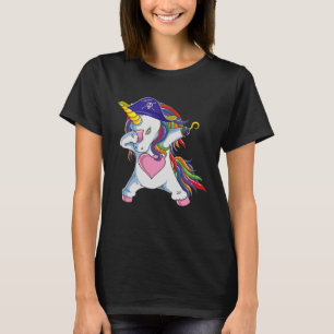 Funny Unicorn Kostüm Pirate Piratenflagge Flag Hal T-Shirt