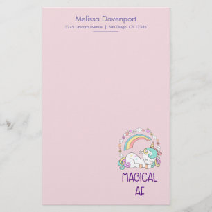 Funny Unicorn Magical AF mit Girly Decoration Briefpapier