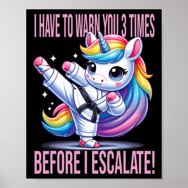 Funny Unicorn Martial Arts Karate für Mädchen Poster (Vorne)