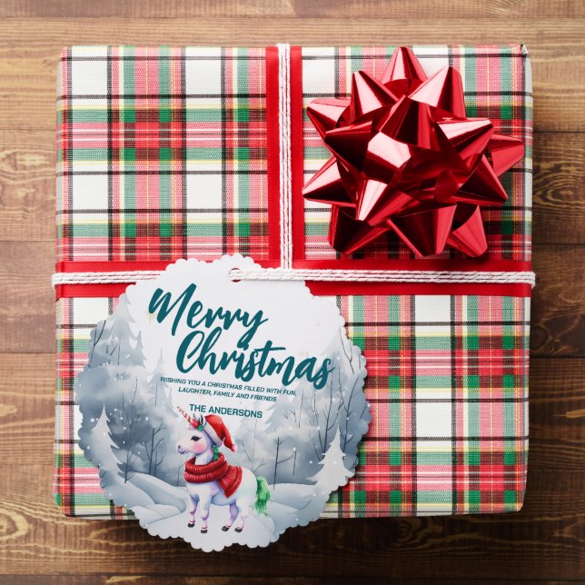 Funny Unicorn Merry Xmas Baum Schnee Urlaub Ornament Karte (Insitu (Geschenk))