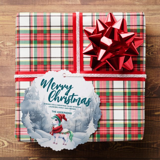 Funny Unicorn Merry Xmas Baum Schnee Urlaub Ornament Karte (Insitu (Geschenk))