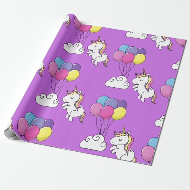 Funny Unicorn Muster Magic Horse Geschenkpapier (Ungerollt)