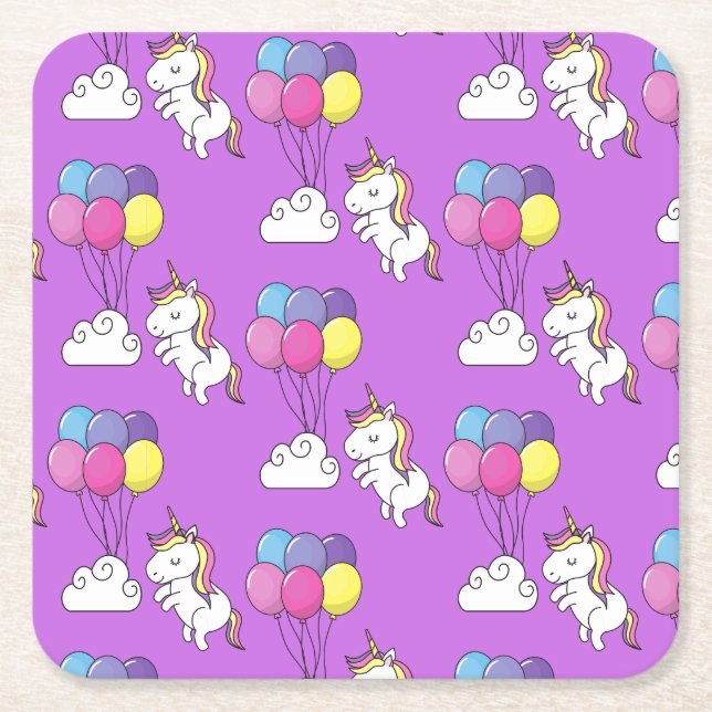 Funny Unicorn Muster Magic Horse Rechteckiger Pappuntersetzer (Vorderseite)