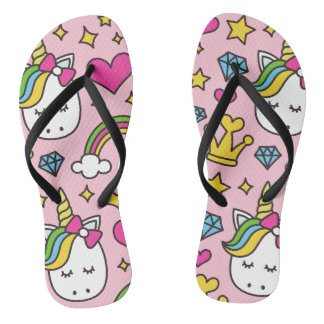 Funny Unicorn Muster Pink Magic Horse Niedlich Flip Flops