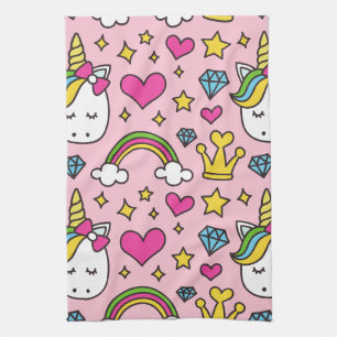 Funny Unicorn Muster Pink Magic Horse Niedlich Geschirrtuch