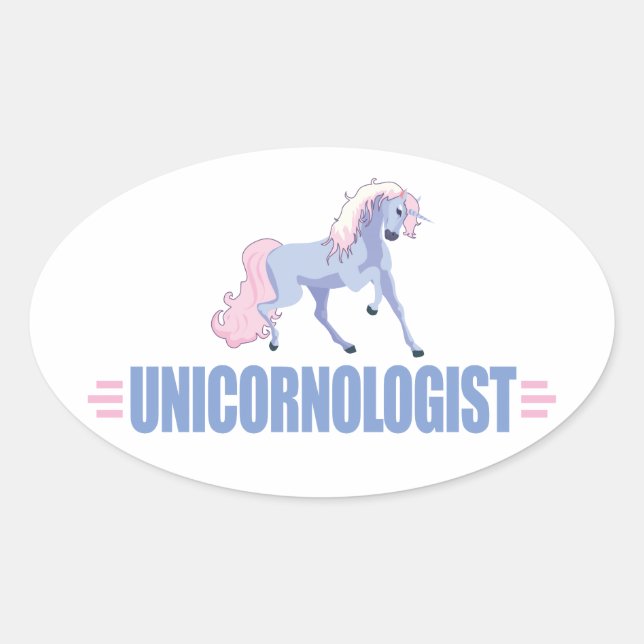 Funny Unicorn Ovaler Aufkleber (Vorderseite)