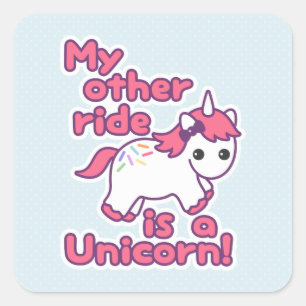 Funny Unicorn Quadratischer Aufkleber