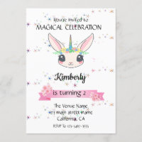Funny Unicorn Rabbit Geburtstag Einladungen