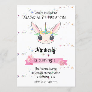 Funny Unicorn Rabbit Geburtstag Einladungen