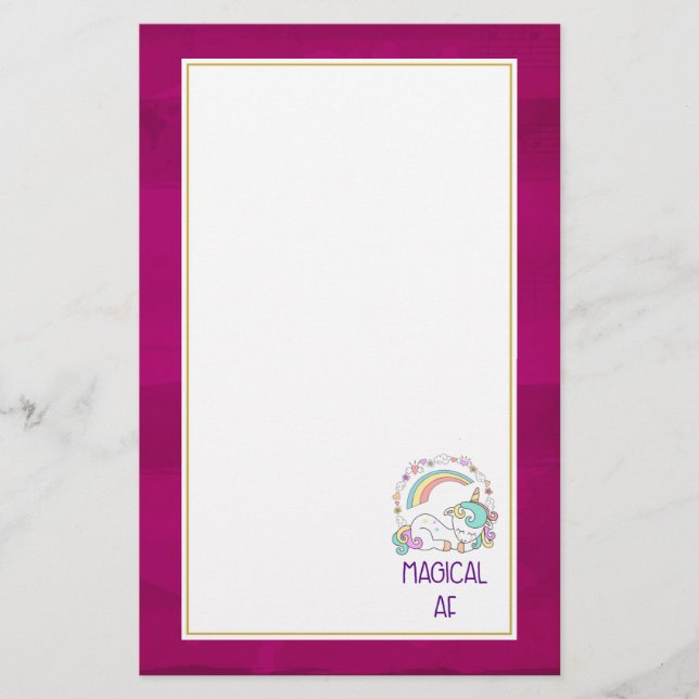 Funny Unicorn Sprichwort Magical AF Briefpapier (Vorderseite)