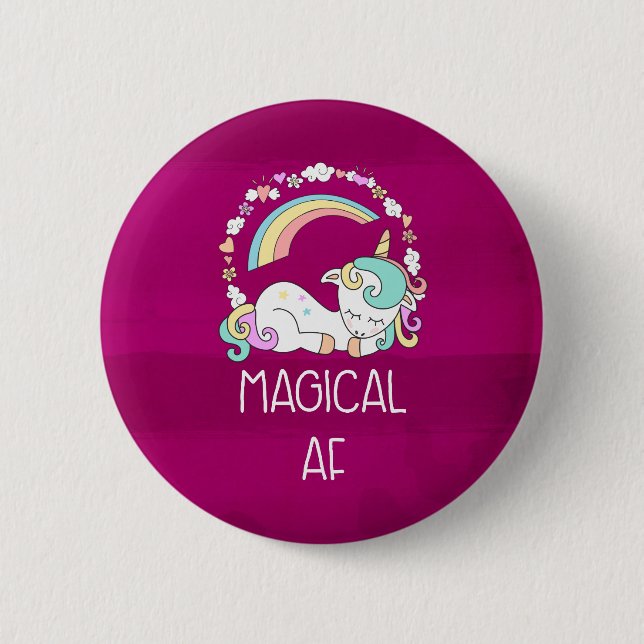 Funny Unicorn Sprichwort Magical AF Button (Vorderseite)