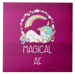 Funny Unicorn Sprichwort Magical AF Fliese