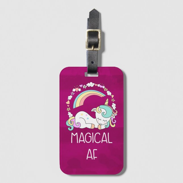 Funny Unicorn Sprichwort Magical AF Gepäckanhänger (Vorderseite Vertikal)