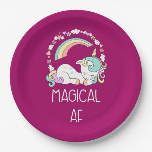 Funny Unicorn Sprichwort Magical AF Illustration Pappteller