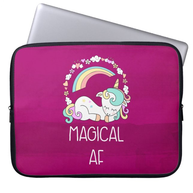 Funny Unicorn Sprichwort Magical AF Laptopschutzhülle (Vorderseite)