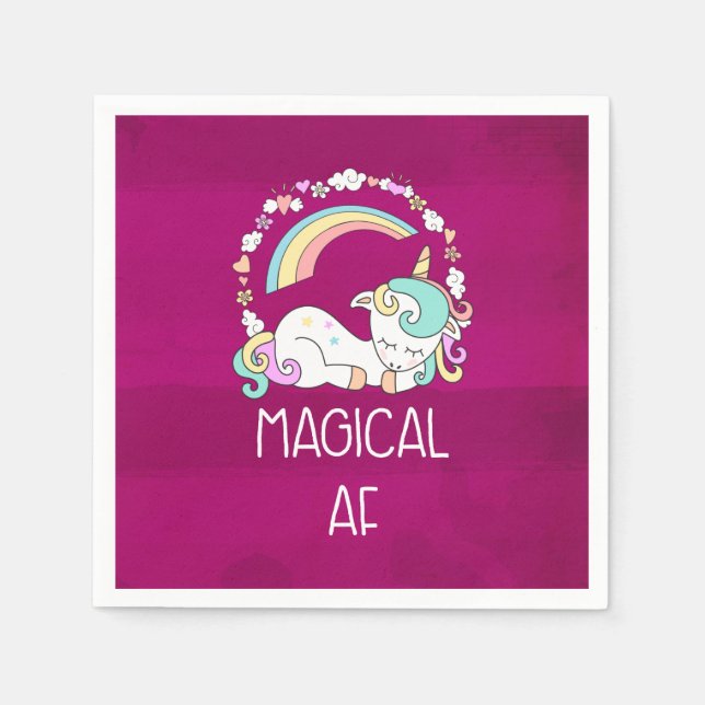Funny Unicorn Sprichwort Magical AF Serviette (Vorderseite)