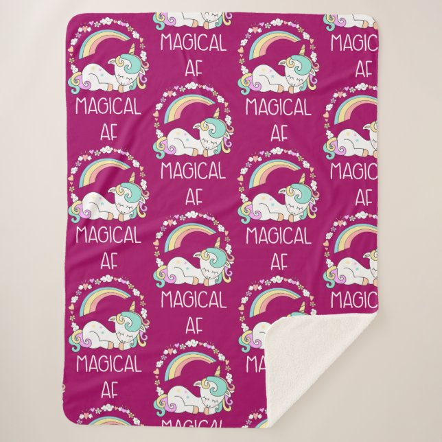 Funny Unicorn Sprichwort Magical AF Sherpadecke (Vorderseite)