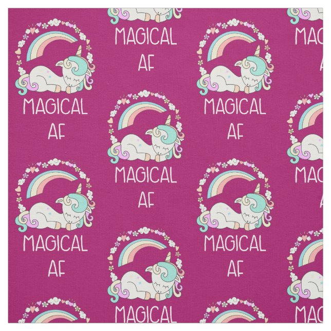 Funny Unicorn Sprichwort Magical AF Stoff (Muster)
