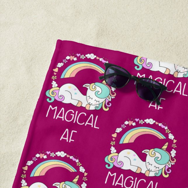 Funny Unicorn Sprichwort Magical AF Strandtuch (Beispiel)