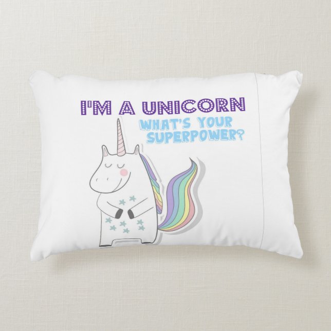 Funny Unicorn Superpower Dekokissen (Vorderseite)