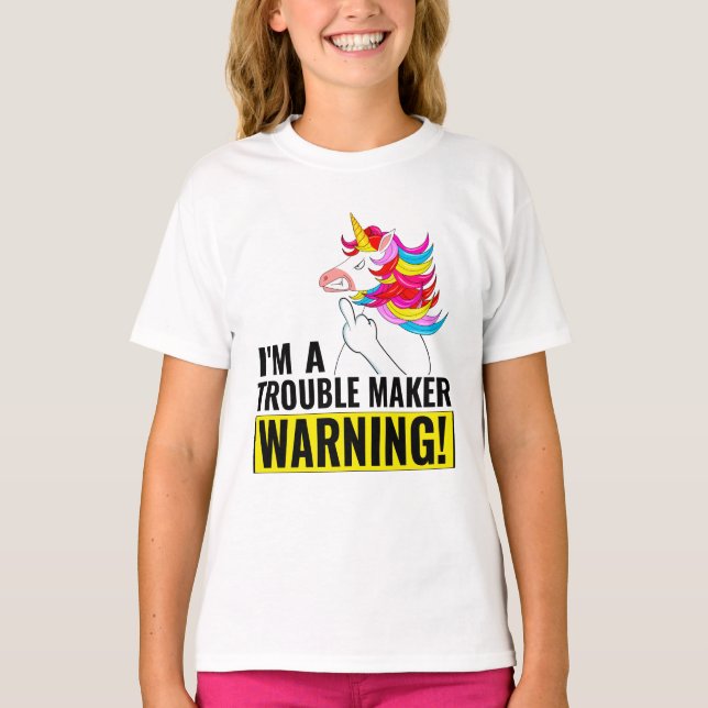 FUNNY UNICORN Trouble Maker T-Shirt (Vorderseite)