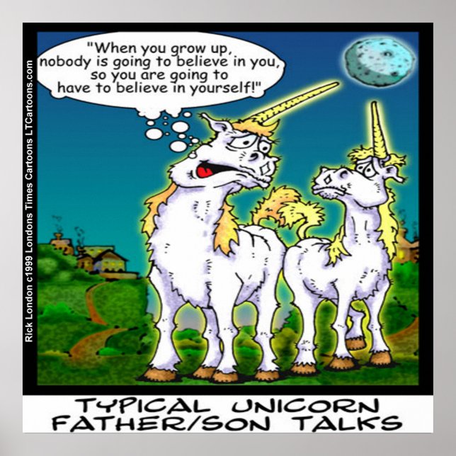 Funny Unicorn Vater/Sohn Bonding Poster (Vorne)