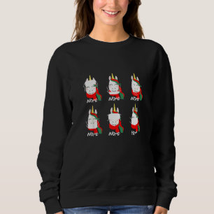 Funny Unicorn Wearing Gesicht Maske Falsche Weihna Sweatshirt