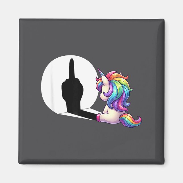 Funny Unicorn With Middle Finger Morning Grouch  Magnet (Vorne)