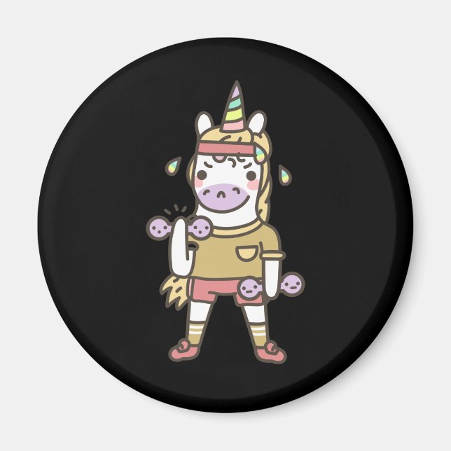 Funny Unicorn Workout Magnet (Vorne)